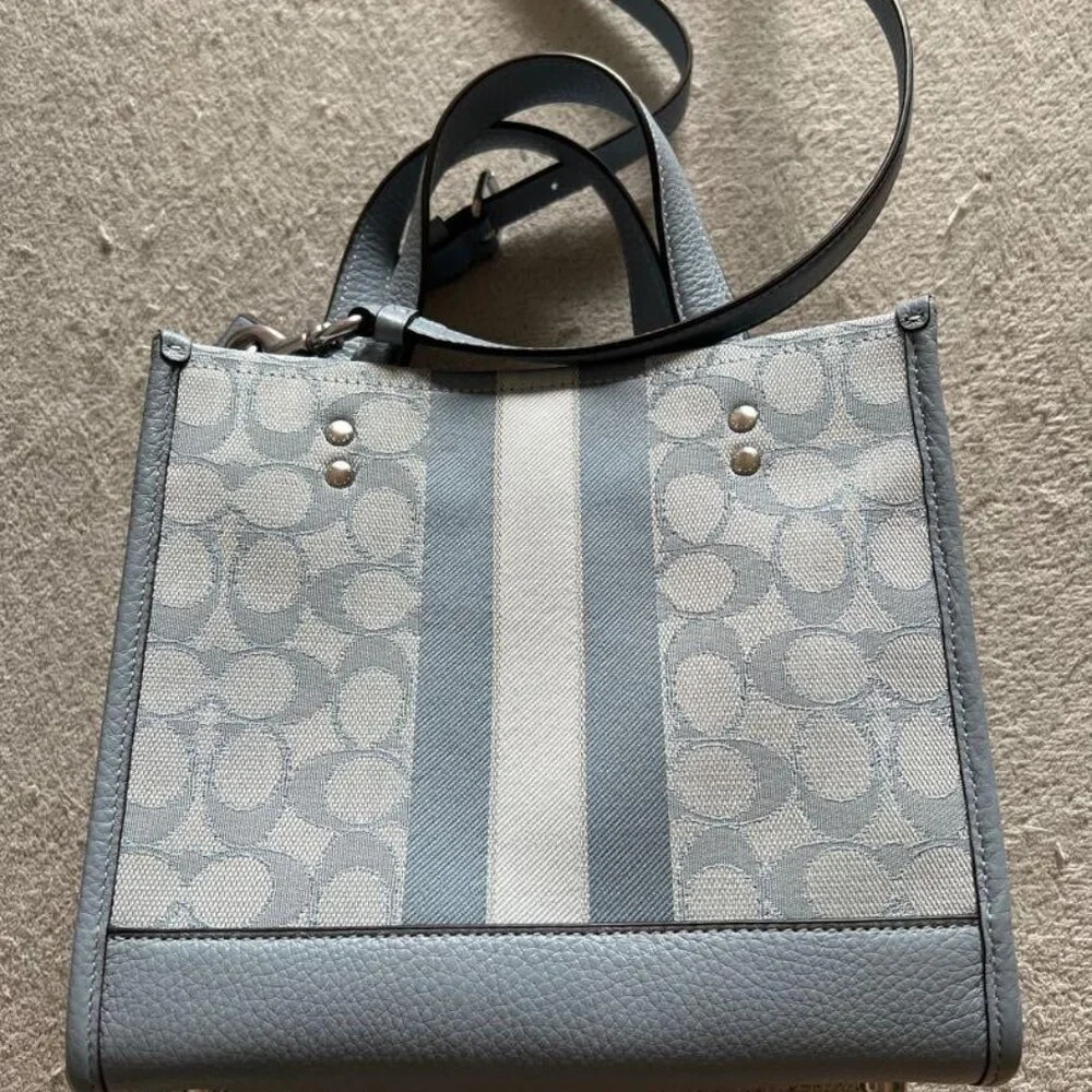 Coach Light Blue and White Signature Crossbody Tote